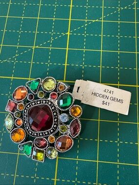 Multicolor Gemstone Statement Brooch - Hidden Gems